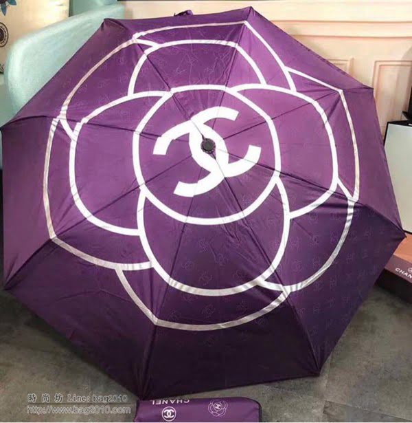 CHANEL香奈兒傘 火爆新款 山茶花搭配經典的香奈兒LOGO 珍珠球手柄 晴雨傘 防曬隔熱 防紫外線  zm1044